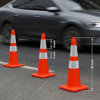 Overall Fluorescent Orange Red Integrated Traffic Cones, Road Cones for Garage Parking, Sport & Driving Training, Road Safety, Construction Events (28" Cones-8Pack)