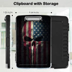Clipboard with Storage,Office Supplies Nursing Clipboards Folder with Pen Holder Plastic Storage ClipBoard Foldable for Teacher Nurse,Skull Flag