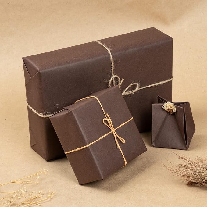 RUSPEPA Chocolate Brown Kraft Paper Roll - 18 inches x 100 feet - Recyclable Paper Perfect for for Crafts, Art, Wrapping, Packing, Postal, Shipping, Dunnage & Parcel