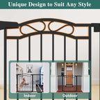 Fairy Baby 48.9"-51.5" Extra Wide Baby Gate with Door, 49 50 51 Inches Walk THR Baby Gates for Stairs Pressure Mounted no Drill, Indoor Tension Metal Pet Dog Gate, Auto Close Safety Gate, Black