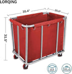12 Bushels Laundry Cart for Commercial/Home,Heavy Duty Large Stainless Steel Rolling Laundry Basket with Wheels，for Hotel, School, Laundry,260LBS Load