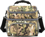 FlowFly Double Layer Cooler Insulated Lunch Bag Adult Lunch Box Large Tote Bag for Men, Women, With Adjustable Strap,Front Pocket and Dual Large Mesh Side Pockets