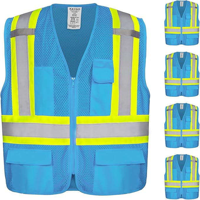 KAYGO Safety Vest with Pockets - High Visibility Reflective Vest ANSI Class 2 Construction Vest