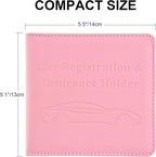 Cacturism Car Registration and Insurance Holder, Vehicle Glove Box Car Organizer，Women Interior Car Accessories Case for Cards, Essential Document, Driver License, Pink