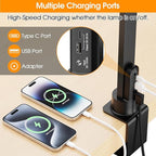 ShineTech LED Desk Lamp for Home Office, 25 Lighting Modes Swing Arm LED Lamp with Clamp, Gesture Sensor, Type C Port, Auto-Off Timer Lamp for Reading
