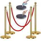 kaiyomi 4Pcs Stanchions with Red Velvet Ropes Set, 5 Feet Velvet Ropes and Posts Poles for Red Carpet Party Decoration and 360° Photo Booth (Golden)