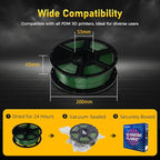 FLASHFORGE Rapid PETG Filament 1.75mm Metallic Green, Max 600mm/s High Speed Printing, 3D Printer Filament 1kg Spool, Dimensional Accuracy +/- 0.02mm, Fits Most 3D Printers