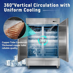 JINSONG 54" Commercial Refrigerator, 49 Cu.Ft Stainless Steel Reach-in Fridge with 2 Solid Doors, Upright Commercial Fridge for Restaurant, Bar, Shop, or Home Use