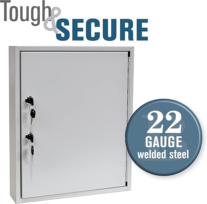 STEELMASTER by BankSupplies 110 Key Cabinet | Dual Lock Control Key Box | Welded 22 Gauge Steel Construction | Scratch Resistant | Write-On Key Tags for Easy Identification