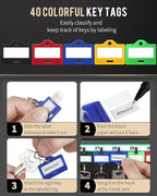 Uniclife 40 Position Key Cabinet with Combination Lock Resettable Black Digital Security Storage Box Steel Key Organizer with Adjustable Racks Colorful Key Tag Labels and Hooks