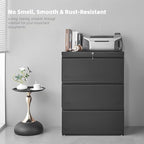 Lateral 3 Drawer File Cabient with Lock, Metal Filing Cabinets for Home Office, Heavty Duty Office Storage Cabinet for A4/Letter/Legal (Matte Black)