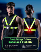 Running Lights for Runners, 500 Lumens Running Light with Rear Light, 45° Adjustable Tilt & IPX4 Waterproof Rechargeable Reflective Vest Gear for Night Walking/Cycling/Jogging/Hiking