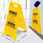 12-Pack Bilingual Caution Wet Floor Signs, A-Frame Double-Sided Warning Signs for Indoor & Outdoor Commercial Use, Foldable & Sturdy for Kitchen, Pool, Hotel and Workplace Safety
