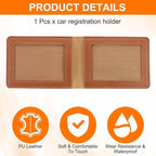 HARFINGTON Car Registration and Insurance Holder PU Leather Vehicle Glove Box Organizer Storage Accessories Car ID Holder with 2 Pockets for License ID Card Bank Card Documents, Brown