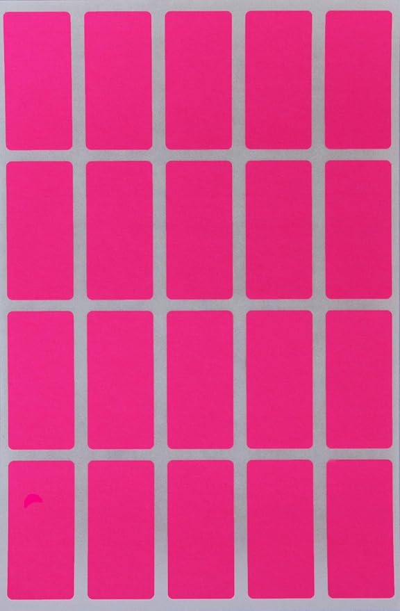 Royal Green Neon Pink Rectangle Sticker 1.57 inch x 0.75 inch Rectangular Labels (40mm x 19mm) - 300 Pack