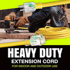 100ft Outdoor/Indoor Extension Cord 16/3 Gauge Heavy Duty 3 Prong SJTW, Waterproof, Flexible Cold-Resistant Long Power Cord,10A 125V 1250W, Yellow by LifeSupplyUSA