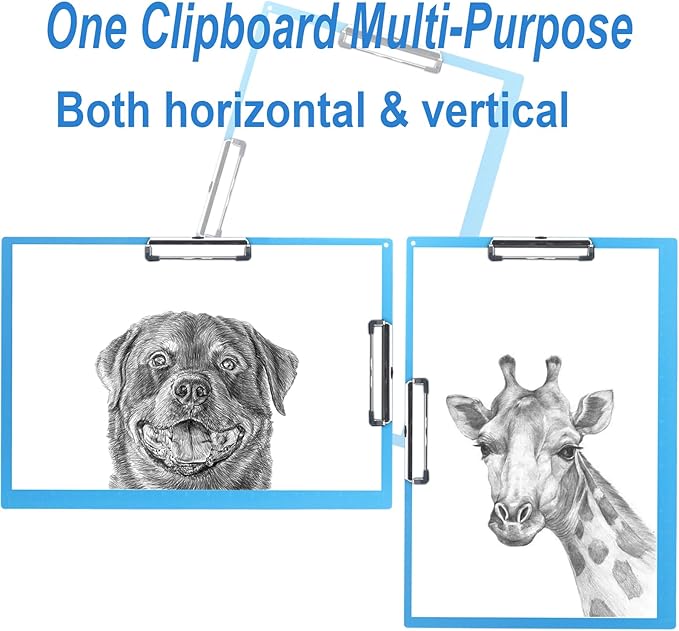 Acocony 11x17 Clipboard Double Clip Extra Large Clipboard Low Profile Clip 11 x 17 Clipping Board Plastic Blue Pack of 2