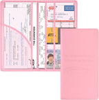 Cacturism Car Registration and Insurance Holder, Car Accessories Vehicle Glove Box Car Organizer Women Car Accessories with Magnetic Shut for Cards, Essential Document, Driver License, Pink