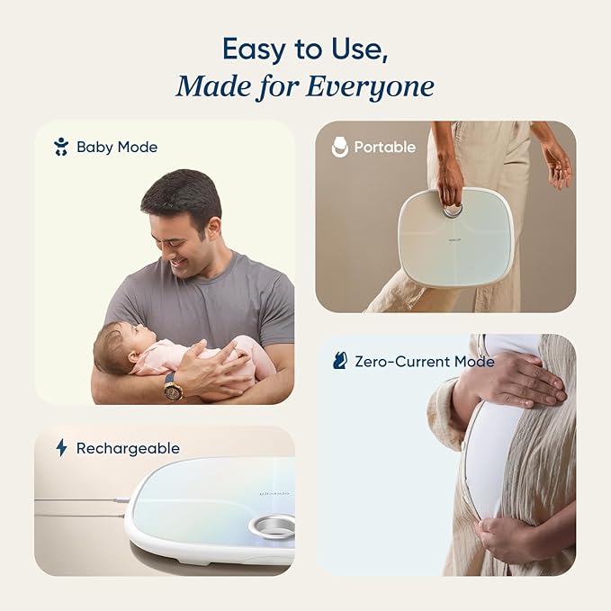 Etekcity Smart Rechargeable Scale for Body Weight, BMI, Fat, Muscle Mass, FSA&HSA Eligible, Digital Bathroom Scale with 13 Metrics, Secret Mode, Bluetooth Connect to Free Apps, Rainbow White