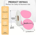 2 inch Dot Stickers Labels Circle Garage Sale Sticker 750Pcs Round Thermal Printer Stickers Printable Writable Price Labels for Yard Sale, Pink