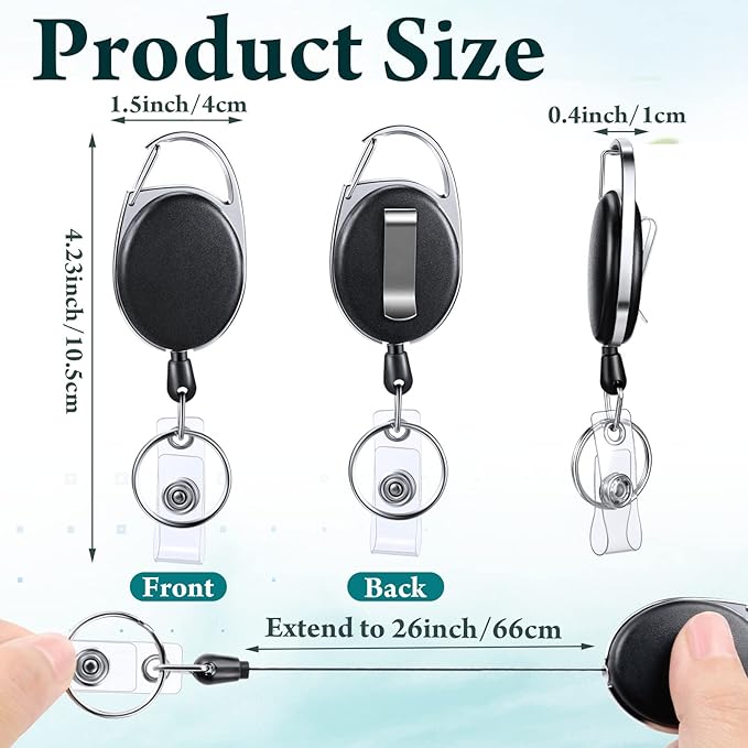 Laumoi 80 Packs Retractable ID Badge Holder Name ID Badge Reel Clips Keychain with Belt Clip and Key Ring for Office Worker Doctor Nurse Employee (Multicolor)