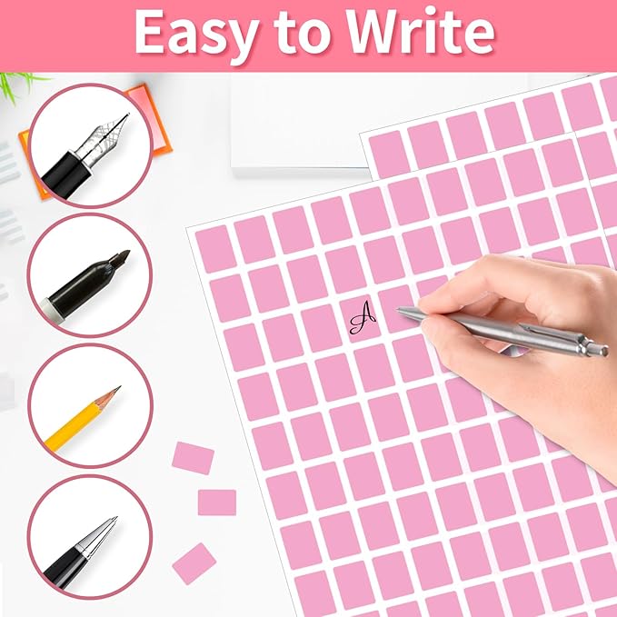 Starboling Color Coding Labels,3000 PCS 1/2" x 3/4" Pink Rectangular Colored Labels Stickers,for Garage Sale,Price Tags,File Folder Tabs,and Classroom Organization