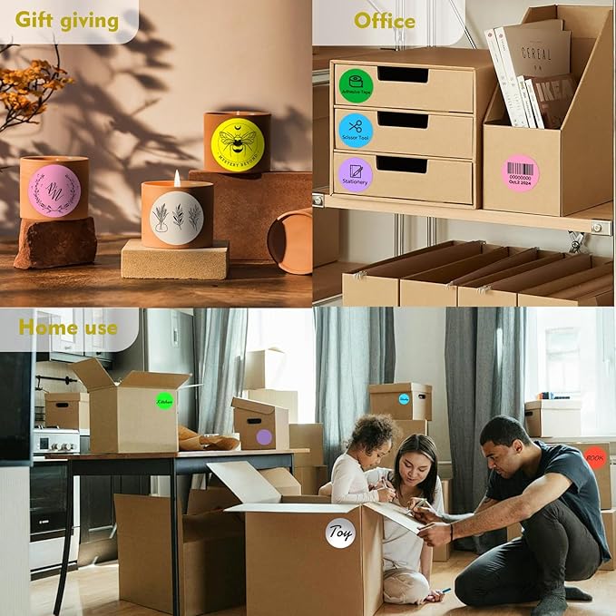 3 x 3Inch Round Color Coding Labels Circle Thermal Labels Printable Waterproof 500Pcs Round Stickers Adhesive Writable for Office,Home,Garage,DIY Sticker,Barcodes,Name Tag, Yellow
