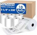10 Rolls 3 1/8 x 230 Thermal Paper Receipt Rolls Cash Register POS Receipt, Thermal Ppaper Rolls Fits All Credit Card Terminal BPA Free Receipt Paper- Pony Packaging, White
