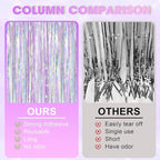 Iridescent Party Backdrop 3Packs, Transparent Tinsel Foil Fringe Curtain Streamers for Girls Birthday, Weddings,Engagement, Mermaid, Unicorn Theme Party Decorations 3.3x8.2ft