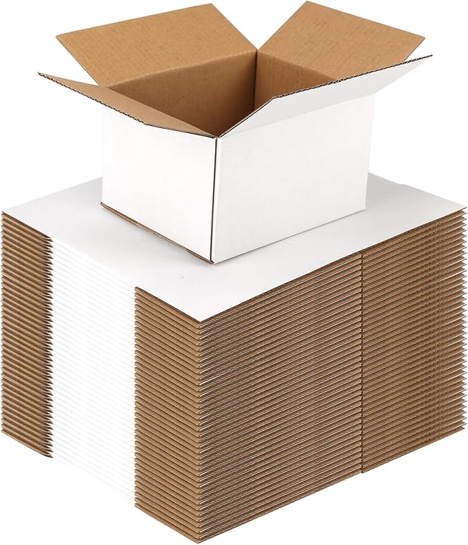 Shipping Boxes 5X4X3 Set of 40, White Corrugated Cardboard Box for Mailing Business Packaging