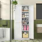 White Kitchen Pantry Cabinet, 71 Inch Tall Metal Storage Cabinet with Doors and Shelves, Pantry Cabinets for Kitchen Storage, Freestanding Cupboard for Living, Dining Room, Assemble Required