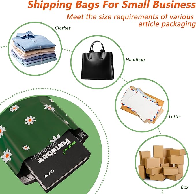 Poly Mailers 6x9 Inch 100 Pcs - Cherry printed Shipping Bags, 2.4mil Thickness, Waterproof and Tear Resistant Mailing Envelopes, Self-Sealing Packaging Bags for Small Business