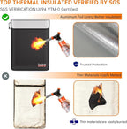 DocSafe Fireproof Document Bag (5200℉) with Fireproof Organizer Travel Case,Heat Insulated Fire＆Water Resistant 8 Layers Safe Money Bag Storage for Important Documents,Cash,Power Bank,Valuables,Black