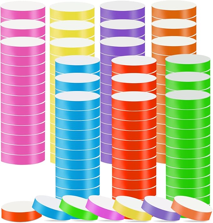 3500pcs Paper Bracelets for Events - Waterproof Colored Neon Party Wristbands (7 Colors)