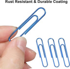 Vinaco Blue Jumbo Paper Clips, 100 Pack, 2 Inch (50 mm), Durable & Rust Resistant, Great for Office, School and Personal Use