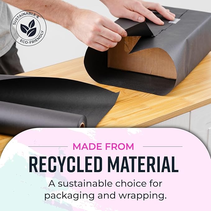 Bryco Goods Black Kraft Paper Roll - 36 Inch x 100 Feet - Made in USA - Ideal for Packing, Shipping, Arts & Crafts, Poster, Bulletin Board, Decorations, Bouquet, Gift Wrapping
