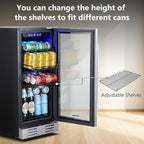 Kalamera 15 Inch 94 Cans Beverage Cooler Refrigerator,for Soda Beer Wine - Freestanding Beverage Fridge for Bedroom Office Bar,Adjustable Shelves & Digital Temperature Display