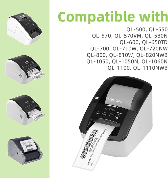 Compatible Shipping Labels Replacement for DK-1202 (2.4" x 3.9"), Use with Brother QL Label Printers (12 Rolls + 1 Reusable Cartridges, 300 Labels/Roll)
