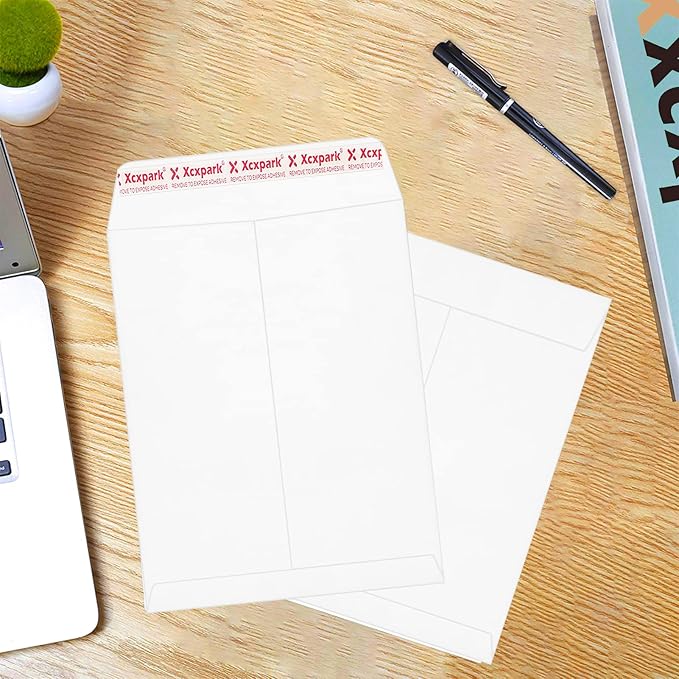 250 PCS 6x9 inches Security Catalog Envelopes Printable Self Seal Envelopes, Anti Tear White Kraft Envelopes for Invitation Cards, Pictures, Photos, Documents