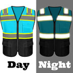 Safety Vest Reflective High Visibility with 5 Pockets ＆Zipper Class 2 Adult Unisex Construction Security Workwear