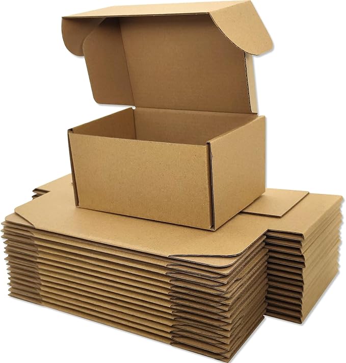Small Brown Shipping Boxes for Small Business Pack of 25-6x4x3 inches Cardboard Corrugated Mailer Boxes for Shipping Packaging Craft Gifts Giving Products