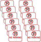 Geetery 12 Pcs No Parking Signs Traffic Cone, 12.6 x 10.43 Inches Plastic Traffic Cone Top Warning Sign for Road Barricade Outdoor Construction Waterproof