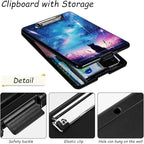 Clipboard with Storage, High Capacity Plastic Storage Clipboard with Pen Holder for for Women Teachers Work, School & Office Supplies, Cute Pattern Decorative Clipboards, Cat Under The Stars