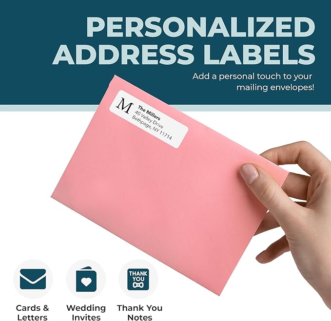 Personalized Return Address Labels - Monogram Address Labels on Sheets (100-1000 Labels)