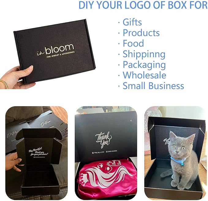Small Black Shipping Boxes for Small Business Pack of 25-8x5.5x1.6 inches Cardboard Corrugated Mailer Boxes for Shipping Packaging Craft Gifts Giving Products