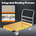 Platform Truck 3000LBS Capacity Industrial Flatbed Cart with 2 Detachable Handels, 44" x 28" Push Dolly with 6" Rubber Swivel Wheels, Heavy Duty Flat Cart Hand Truck for Industrial and Commercial