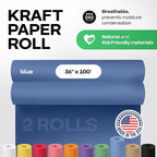36" x 1200" (100 ft) Blue Kraft Paper Roll, Pack of 2 - USA-Made Quality Craft Paper for Gift Wrapping, Kids' Arts & Crafts, School Projects - 100% Recycled, 50 lb Natural Material by IDL Packaging
