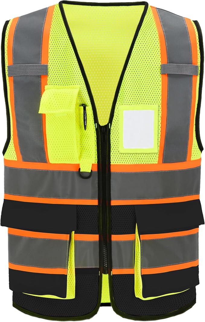 A-SAFETY Mesh High Vis Vest Lightweight Reflective Construction Vest with Pockets Safety Vest for Men/Women