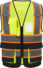 A-SAFETY Mesh High Vis Vest Lightweight Reflective Construction Vest with Pockets Safety Vest for Men/Women