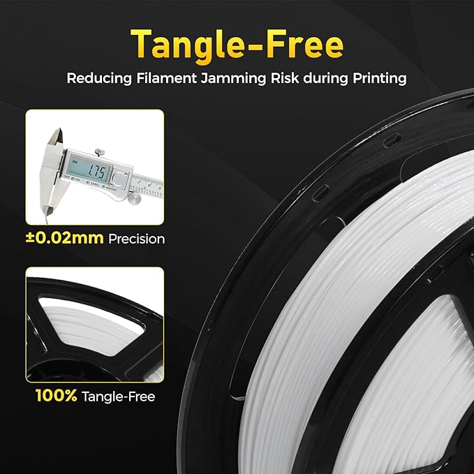 FLASHFORGE Rapid PETG Filament 1.75mm White, Max 600mm/s High Speed Printing, 3D Printer Filament 1kg Spool, Dimensional Accuracy +/- 0.02mm, Fits Most 3D Printers
